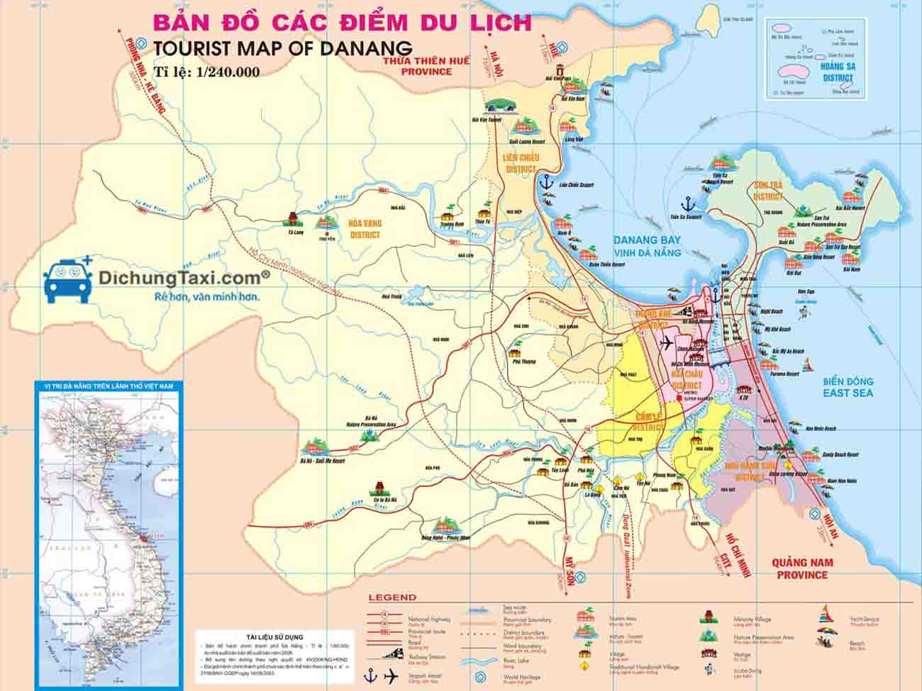 Bản đồ các điểm du lịch Tp Đà Nẵng
