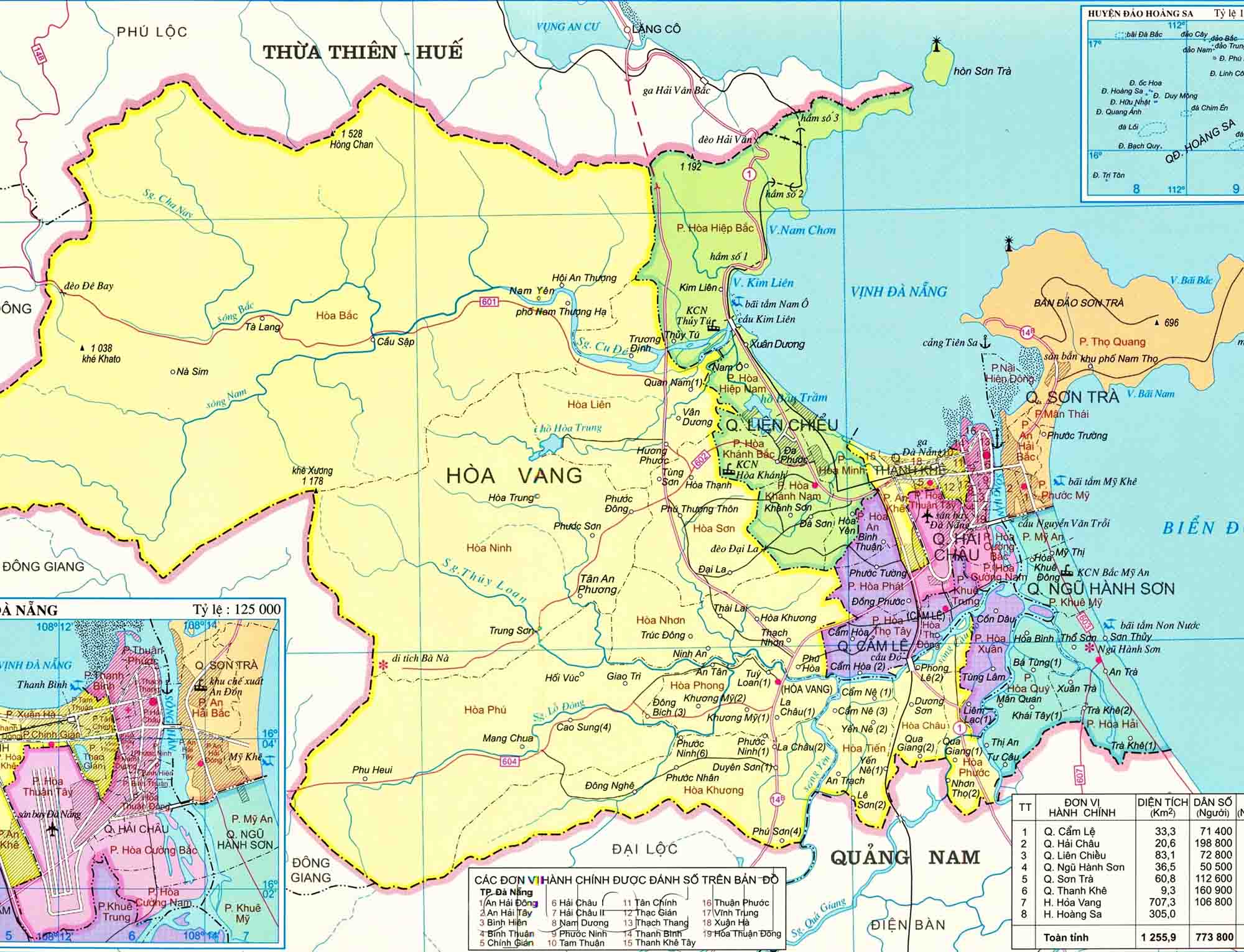 Bản đồ hành chính Tp Đà Nẵng