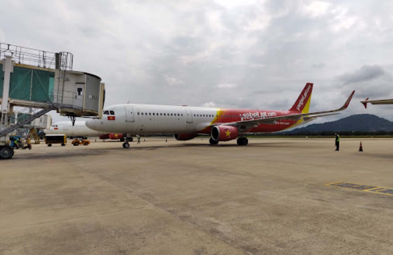 Máy bay hãng hàng không Vietjet tại sân bay Đà Nẵng